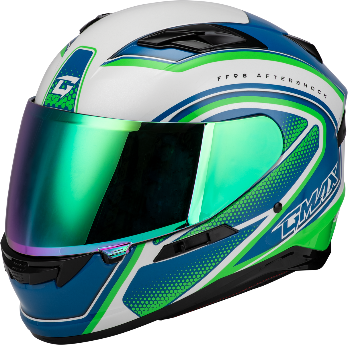 GMAX Ff-98 Aftershock Helmet White/Neon Green 2x F1984798-ECE