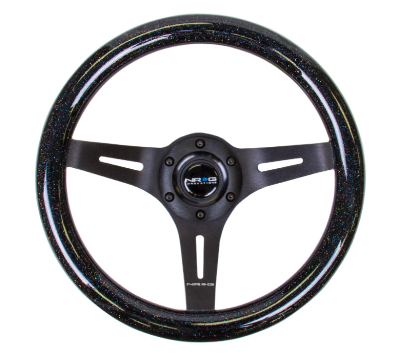 NRG Classic Wood Grain Steering Wheel (310mm) Black Sparkle w/Blk 3-Spoke Center ST-310BSB-BK