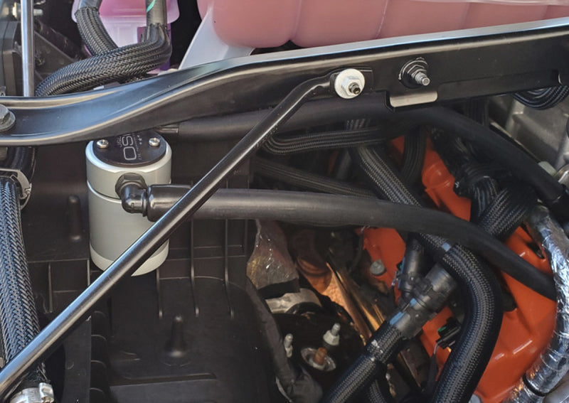 J&L 2021-2024 Ram TRX 6.2L Supercharged Passenger Side Oil Separator 3.0 - Clear Anodized 3071P-C