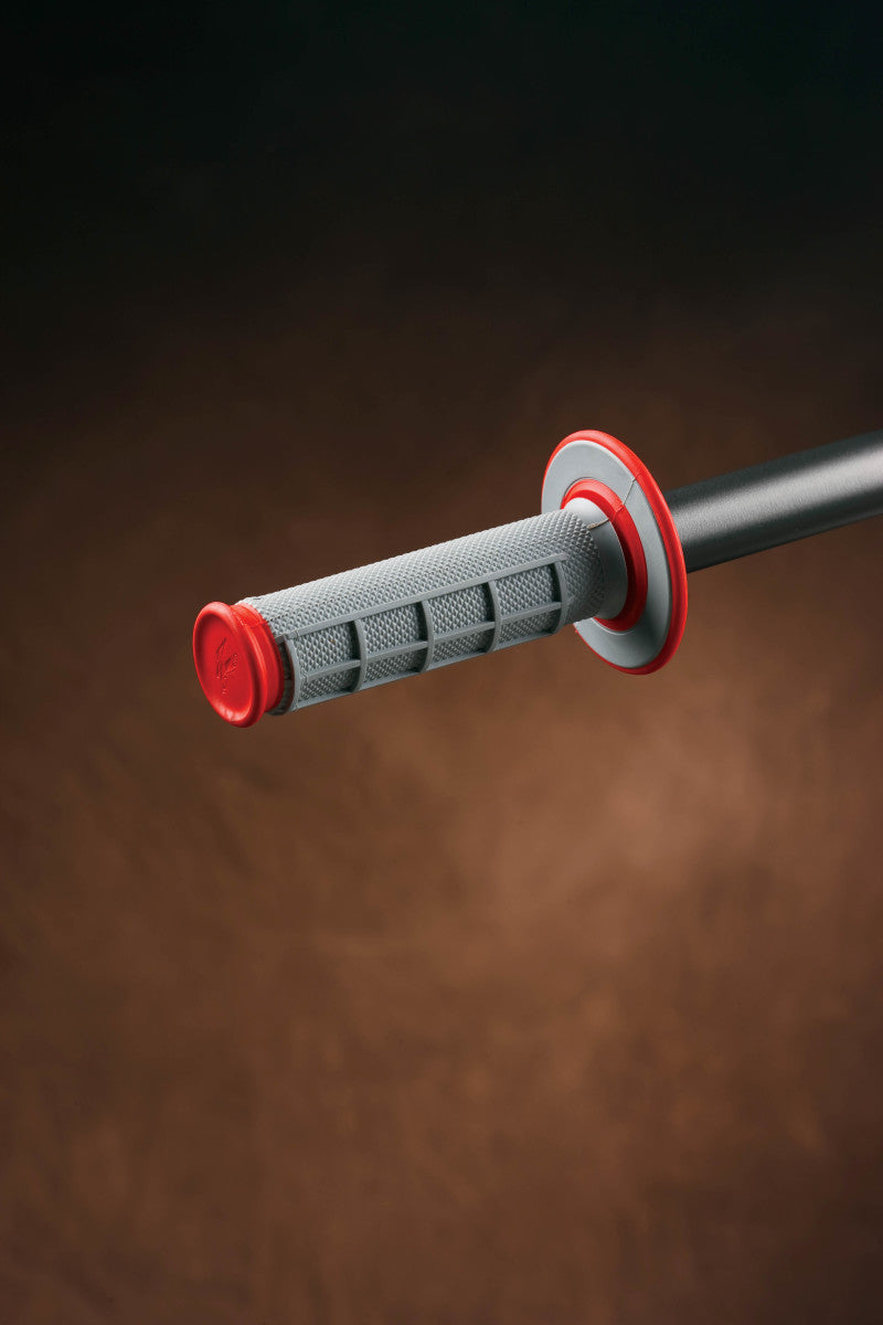 Renthal MX Dual Compound Grips 1/2 Waffle - Grey/ Red G156