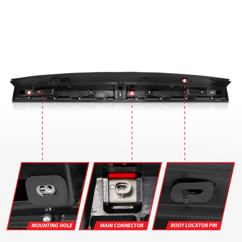ANZO 2007-2014 Chevrolet Suburban 1500 LED 3rd Brake Light Black Housing Red Lens w/ Spoiler 1pc 531110