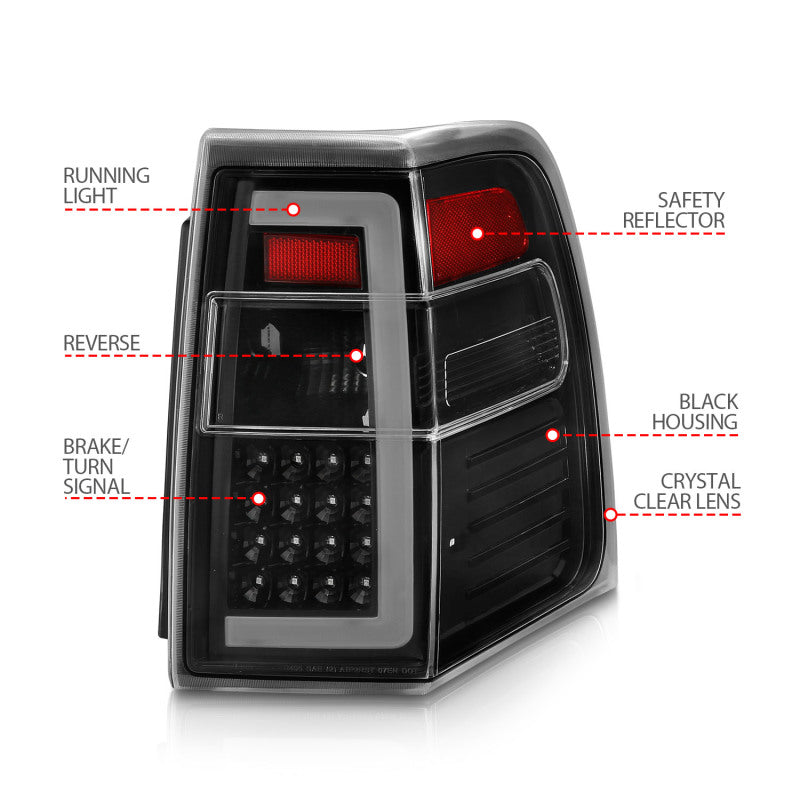 ANZO 07-17 Ford Expedition LED Taillights w/ Light Bar Black Housing Clear Lens 311408