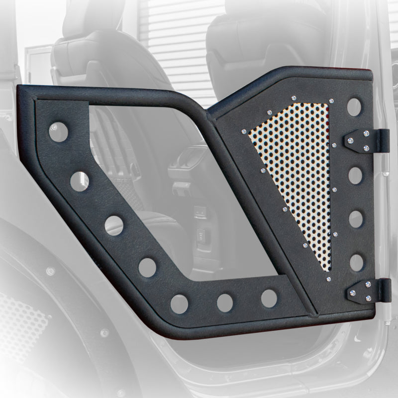DV8 Offroad Jeep 18+ Wrangler JL / 20+ Gladiator JT Front Rock Doors w/ Perforated Aluminum Mesh RDJL-01F