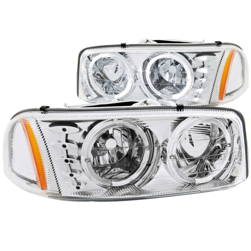 ANZO 1999-2006 Gmc Sierra 1500 Crystal Headlights w/ Halo and LED Chrome 111208