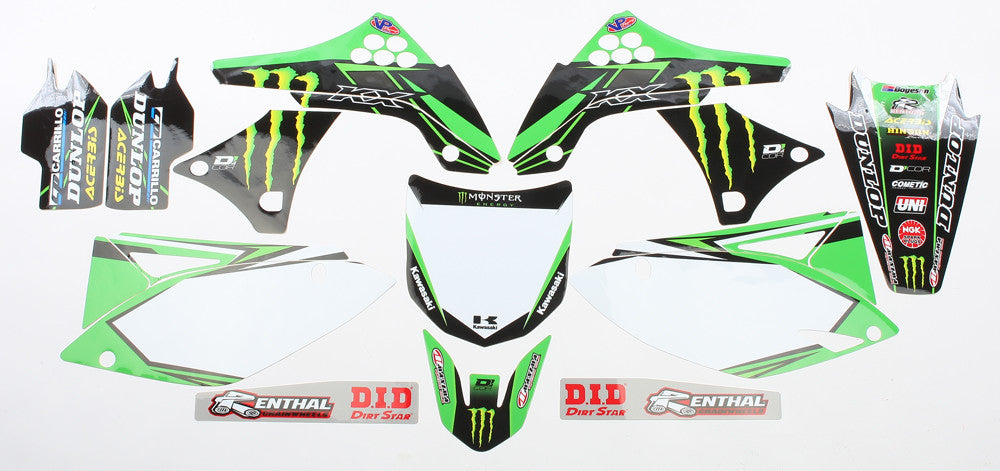 D-COR Complete Kit 16 Monster Kaw Kxf 450 09-11 Wht Bg 20-20-716