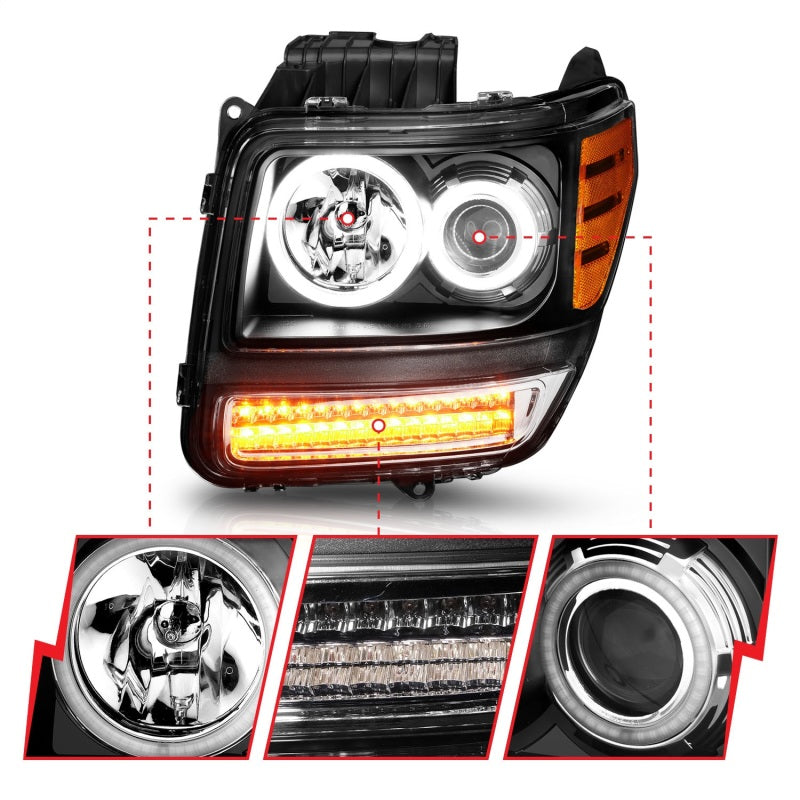 ANZO 2007-2012 Dodge Nitro Projector Headlights w/ Halo Black (CCFL) G2 111145