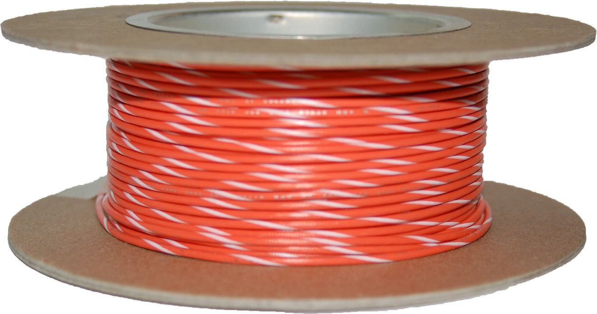 NAMZ CUSTOM CYCLE100' Spool 20-Gauge Wire (Orange/White Stripe)NWR-39-100-20