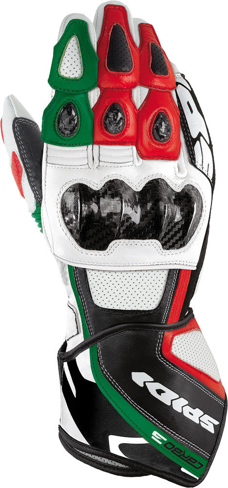 SPIDI Carbo 3 Leather Gloves Green/Red/White 2x A126-494-2X