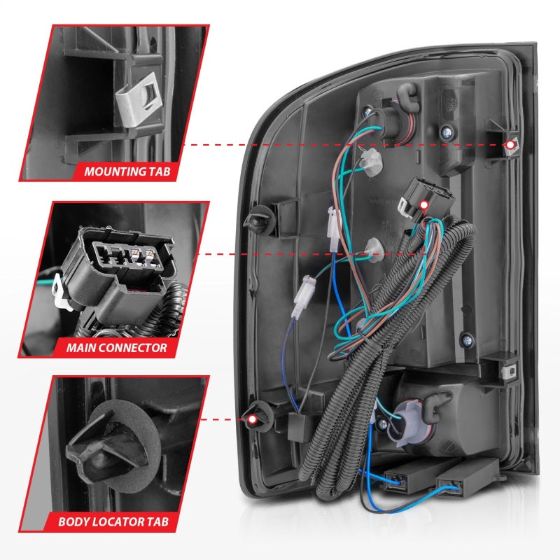 ANZO 2007-2013 Chevrolet Silverado1500/ 2500/ 3500 LED Tail Lights w/ Light Bar Black Housing Smoke 311381