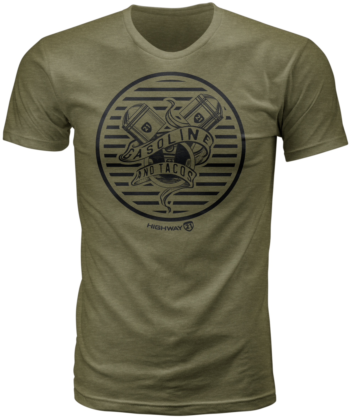 HIGHWAY 21 Gasoline Tee Military Green 3x 489-20013X