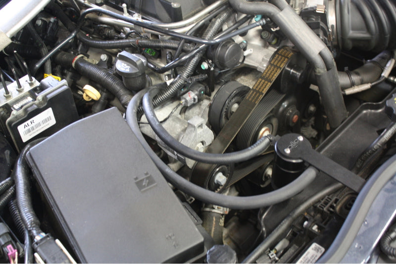 J&L 12-15 Chevrolet Camaro ZL1 6.2L Passenger Side Oil Separator 3.0 - Black Anodized 3082P-B