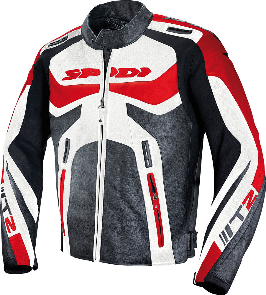 SPIDI T-2 Leather Jacket Black/Red E56/Us46 P103-021-56