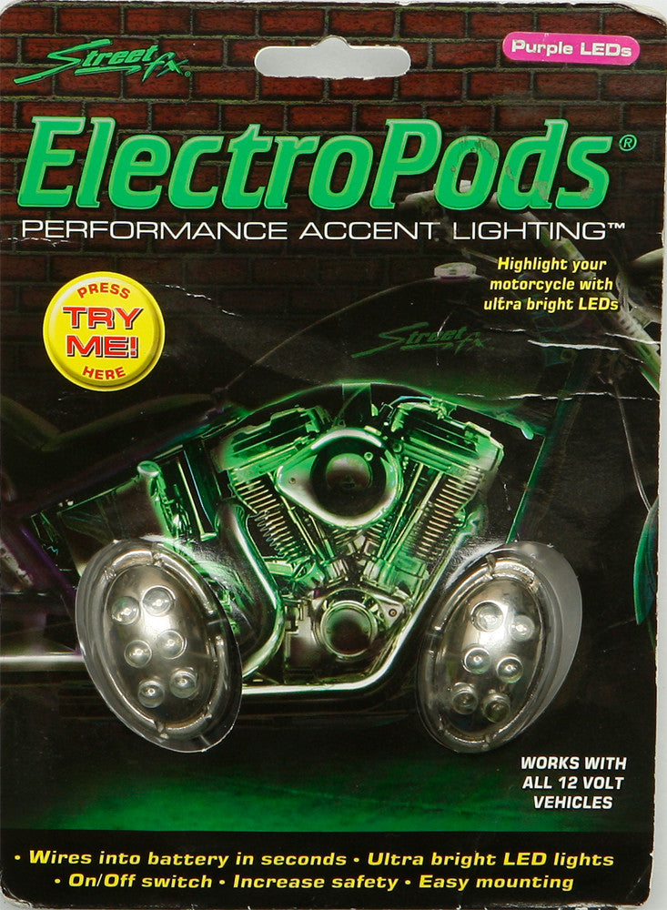 STREETFX Oval Light Kit Chrome W/Purple Led 1041905