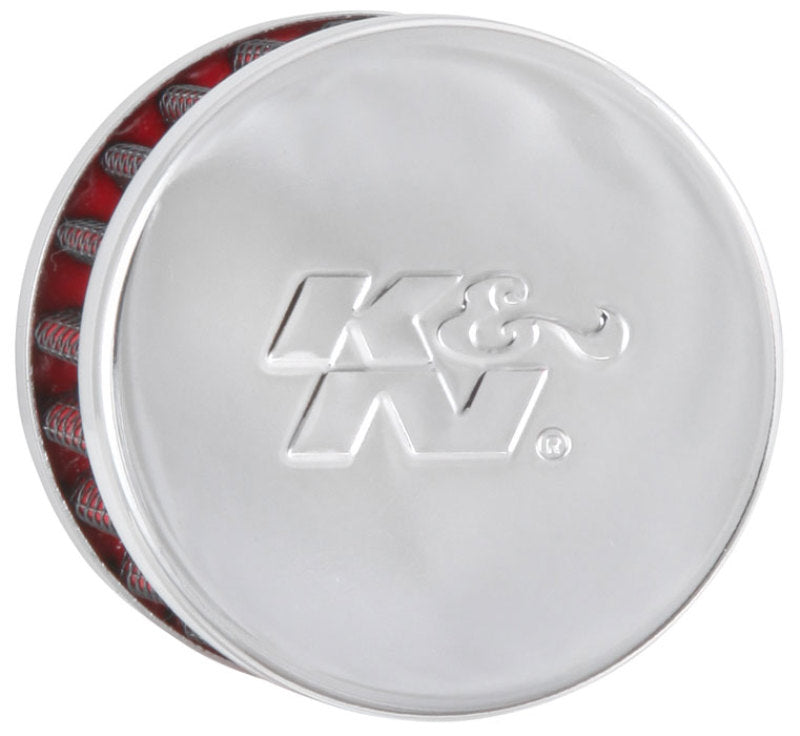 K&N Steel Base Chrome Top Crankcase Vent Filter 1/2in. Vent / 2in. OD / 1-1/2in. Height 62-1015