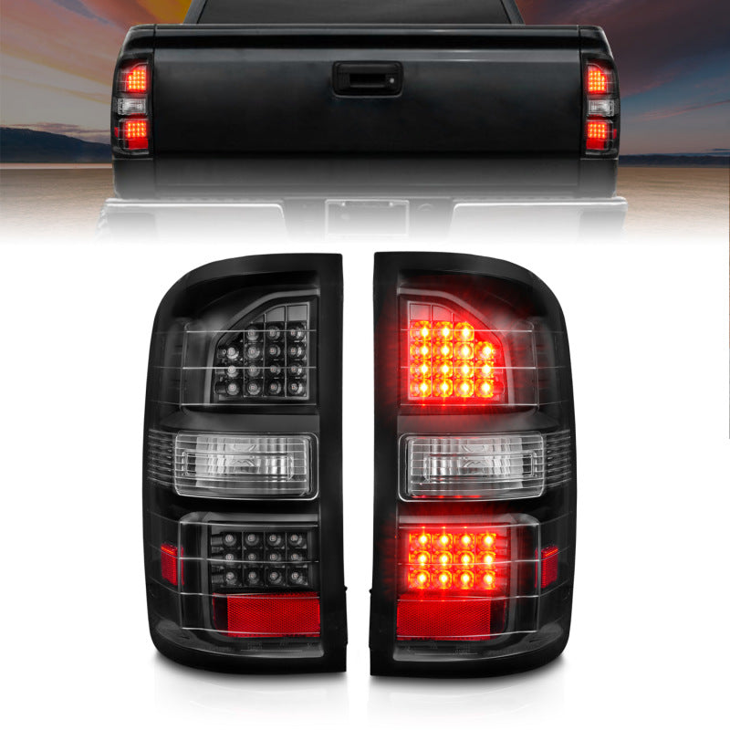 ANZO 2014-2018 GMC Sierra LED Tail Lights Black Housing Clear Lens 311397