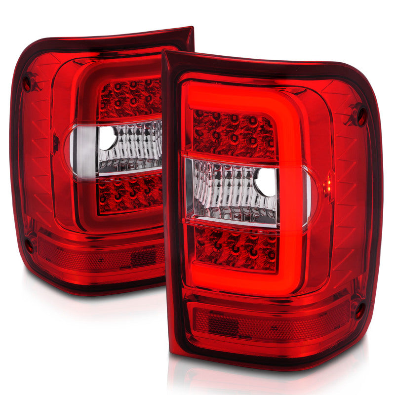 ANZO 2001-2011 Ford Ranger LED Tail Lights w/ Light Bar Chrome Housing Red/Clear Lens 311393