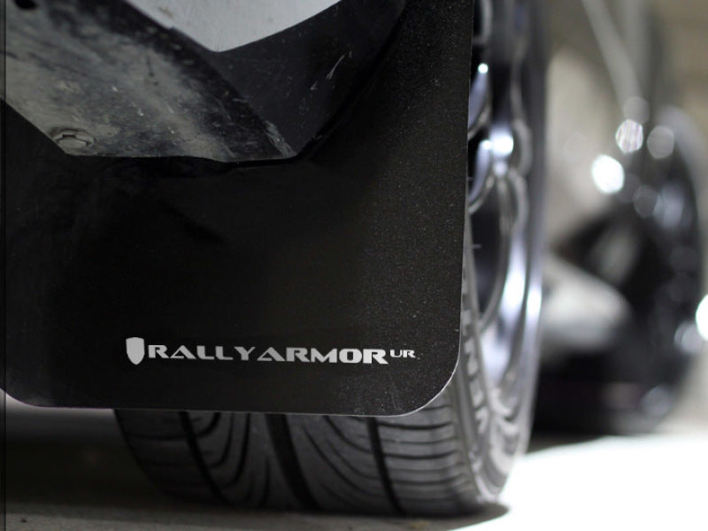 Rally Armor 02-07 Subaru WRX/STI/RS/2.5i (Wagons Req. Mod.) Black UR Mud Flap w/ White Logo MF1-UR-BLK/WH