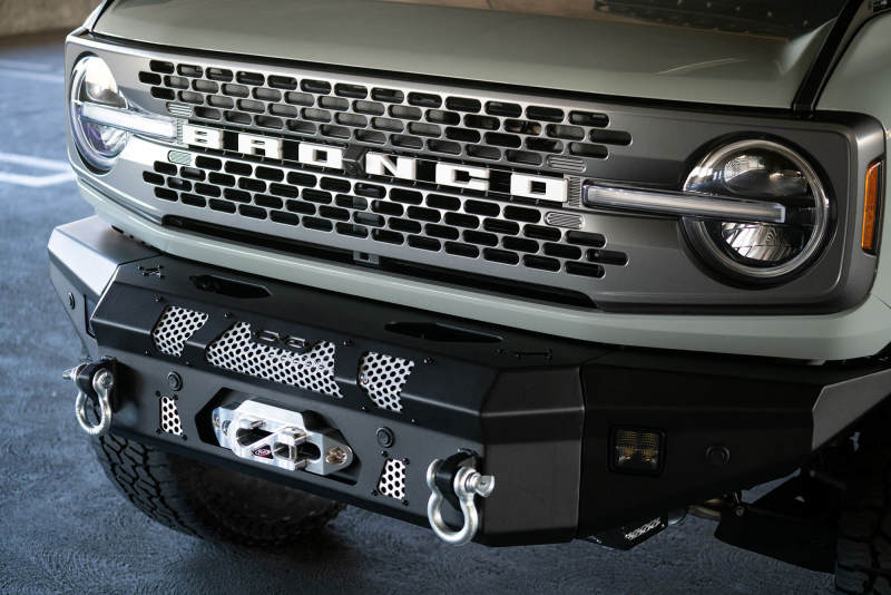 DV8 Offroad 2021+ Ford Bronco Front Bumper Winch Capable w/ Optional Bull Bar/Aux Light Opening FBBR-01