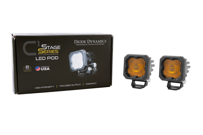 Diode Dynamics Stage Series C1 LED Pod - Yellow SAE Fog Standard ABL (Pair) DD6848P