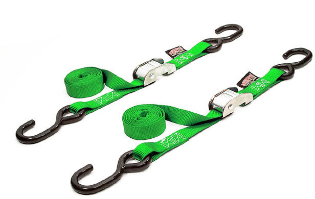 POWERTYE Tie-Down Cam S-Hook 1"X5.5' Green Pair 22265