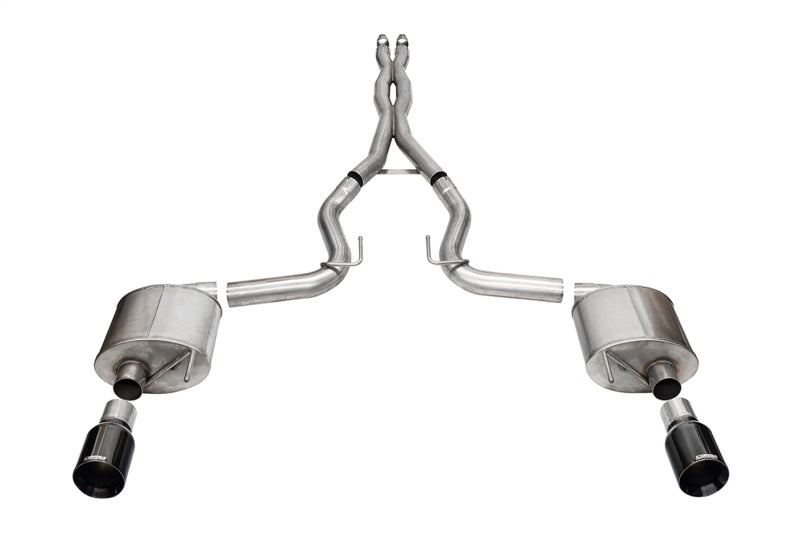 Corsa 24 Ford Mustang GT- Sport Cat-Back Ex.Sys 3.0in Dual Rear Exit w/4.5in Blk PVD StraightCut Tip 21255BLK