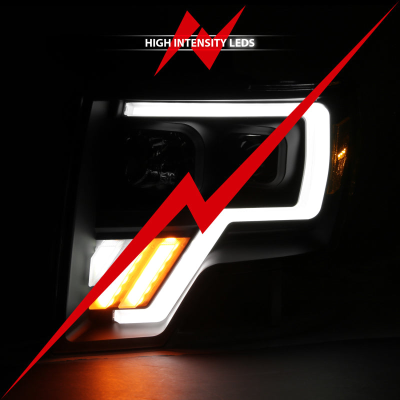 ANZO 2009-2013 Ford F-150 Projector Light Bar G4 Switchback H.L.Black Amber 111469