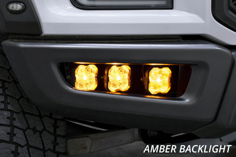 Diode Dynamics 17-20 Ford Raptor SS3 LED Fog Light Kit - Yellow Pro DD6366