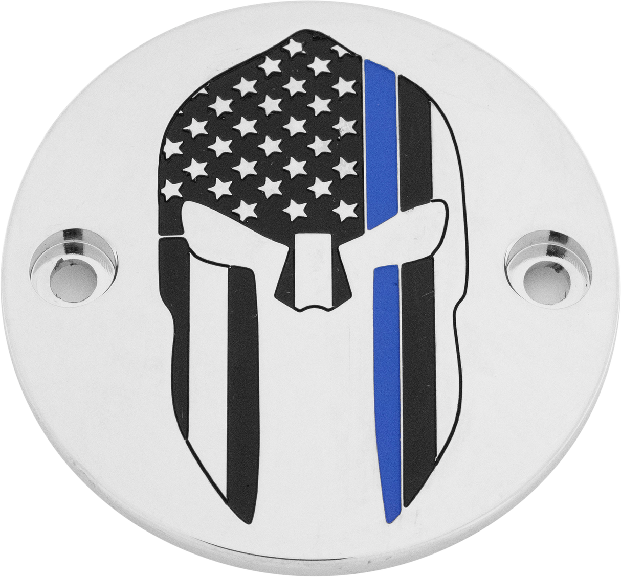 CUSTOM ENGRAVING M8 Timer Cover Sparta Blue Line Chrome LE02-63