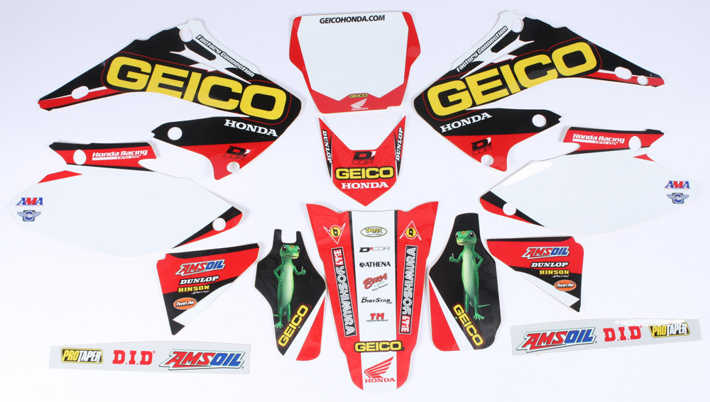 D-COR 16 Geico Honda Complete Graphic Kit White 20-10-726