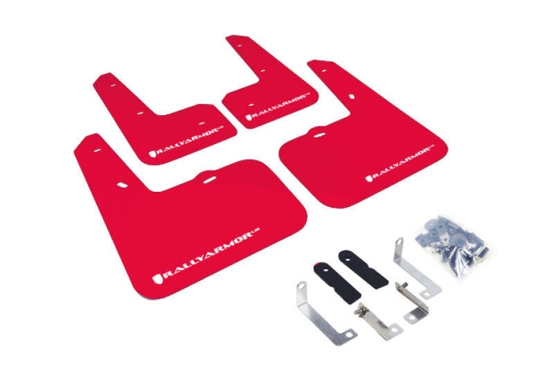 Rally Armor 12-13 Hyundai Veloster UR Red Mud Flap w/ White Logo MF24-UR-RD/WH