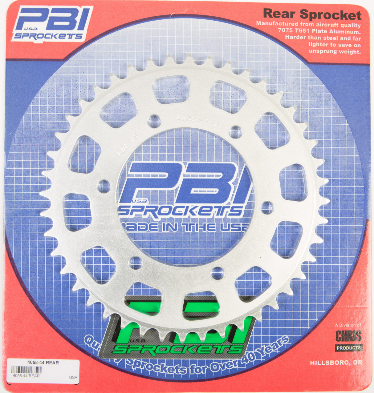 PBIRear Sprocket Aluminum 44t-520 Kaw/Suz/Yam4058-44-3