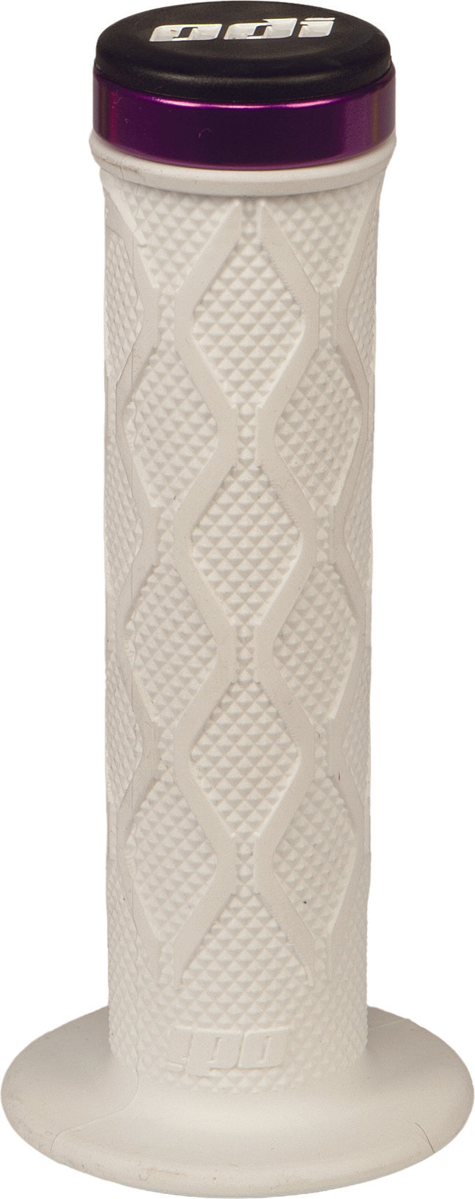 TANGENT Pro Lock-On Grips White W/Purple Alloy Clamp 130mm 16-2109W