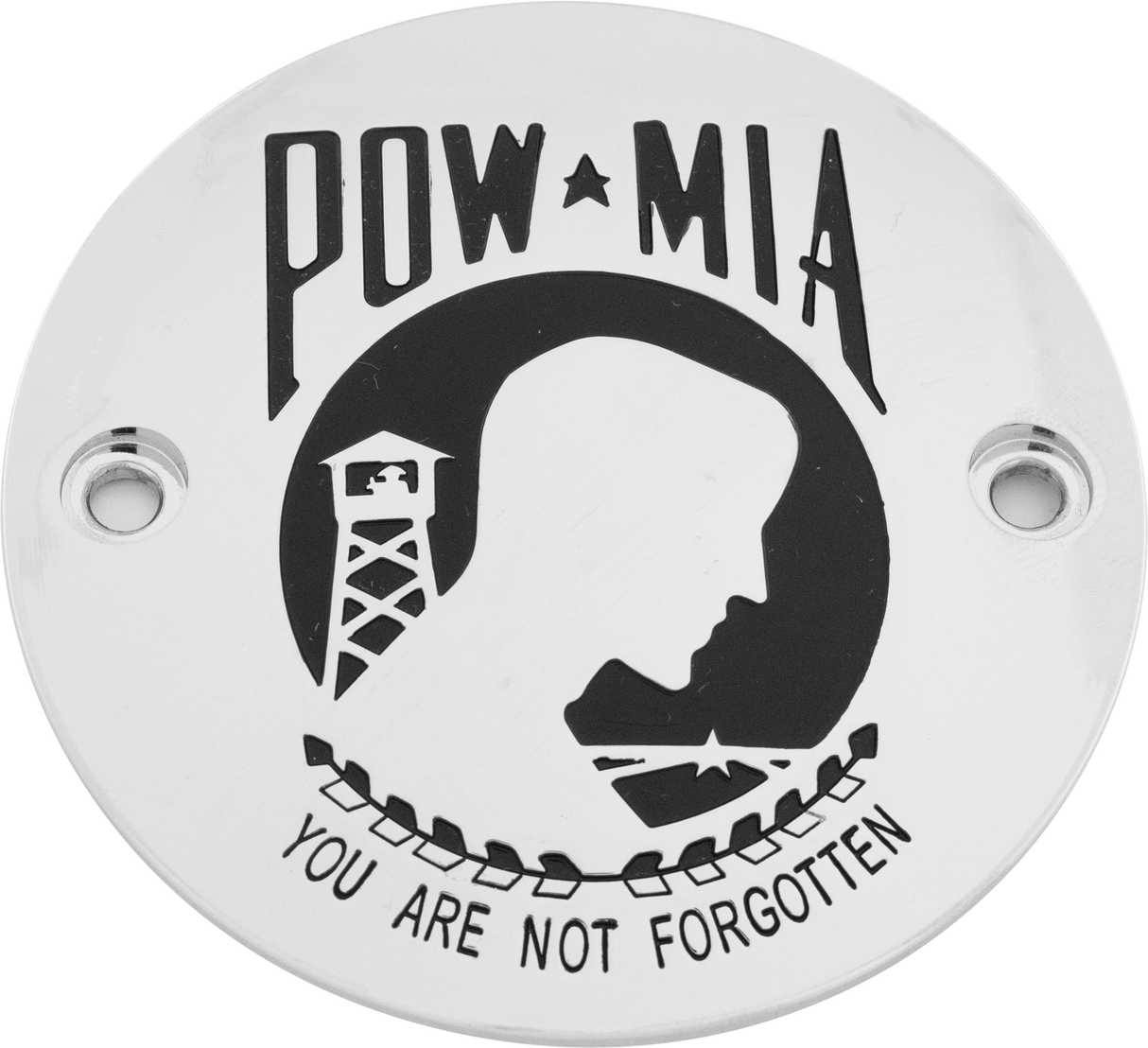 CUSTOM ENGRAVING M8 Timer Cover Pow-Mia Chrome POW01-63