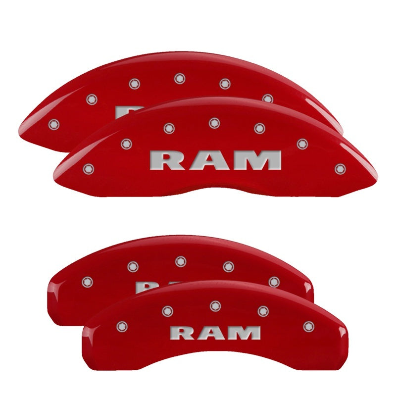 MGP 4 Caliper Covers Engraved Front & Rear RAM Red finish silver ch 55001SRAMRD