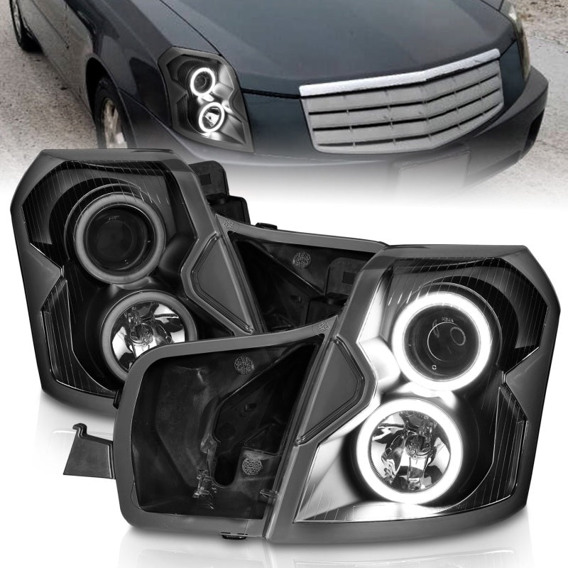 ANZO 2003-2007 Cadillac Cts Projector Headlights w/ Halo Black (CCFL) 121417