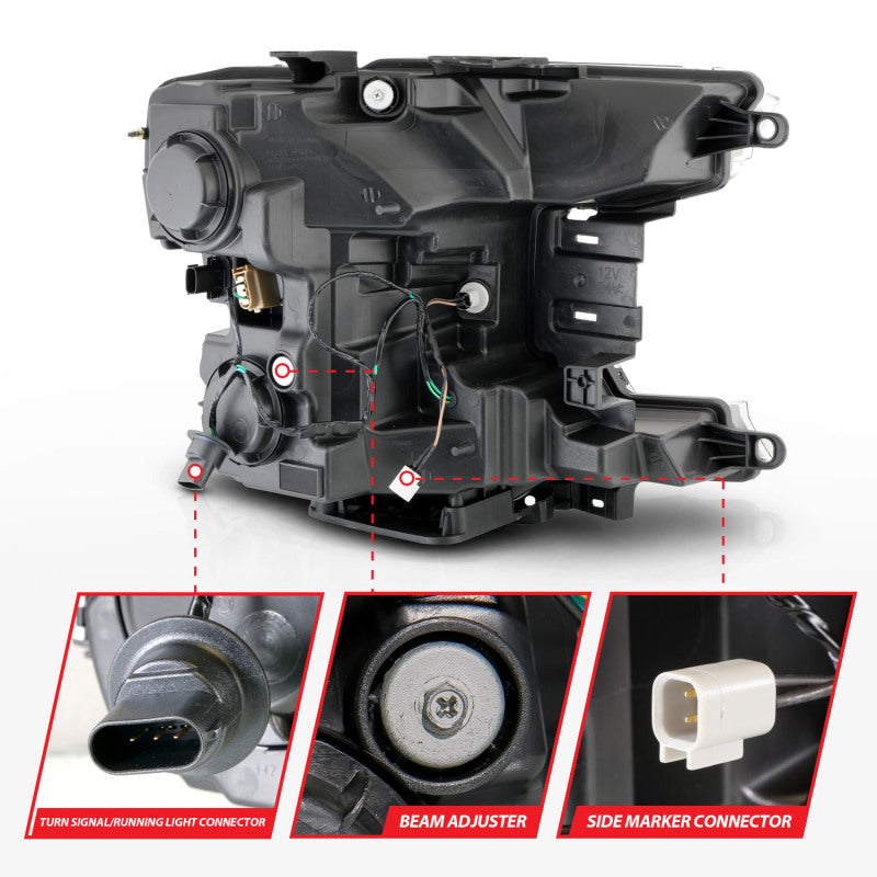 ANZO 18-20 Ford F-150 (w/o Fctry LED) Full LED Proj Headlights w/Light Bar Swtchbk Seq. Black w/Init 111570