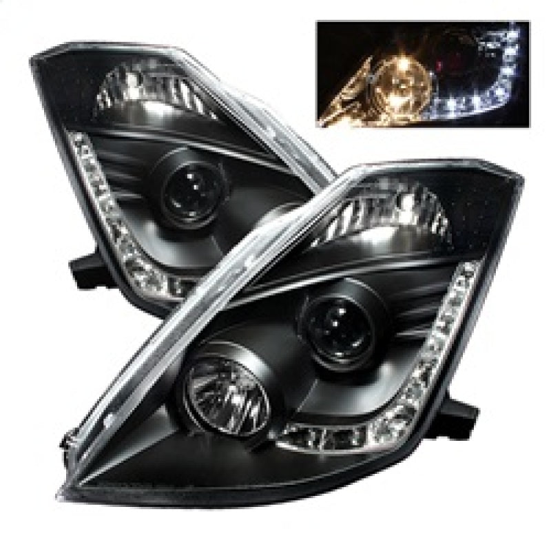 Spyder Nissan 350Z 03-05 Projector Headlights Halogen Model Only - DRL Black PRO-YD-N350Z02-DRL-BK 5064738