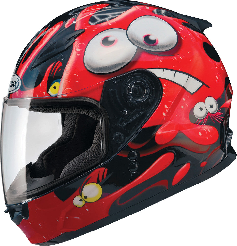 GMAX Gm-49y Full Face Helmet Slimed Black/Red Ym G7491201 TC-1