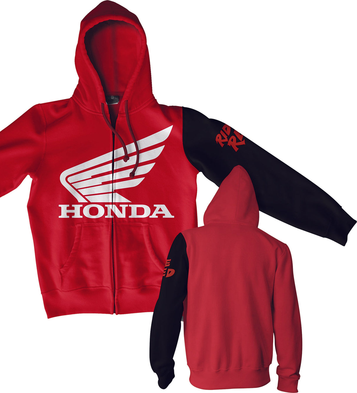 D-COR Honda Stamp Zip Hoodie Red/Black Lg 80-201-3