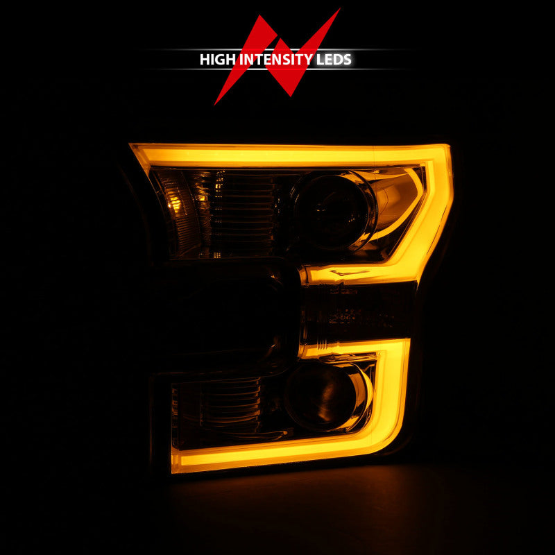 ANZO 2015-2017 Ford F-150 Projector Headlights w/ Plank Style Switchback Chrome w/ Amber 111358