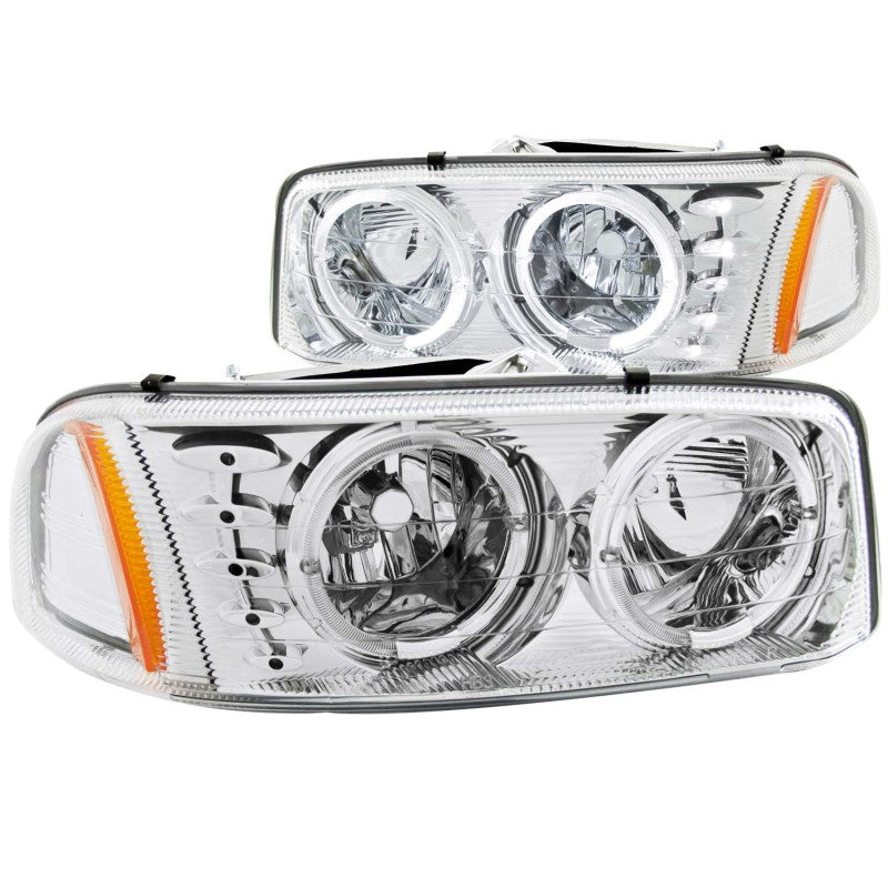 ANZO 1999-2006 Gmc Sierra 1500 Crystal Headlights w/ Halo and LED Chrome 111208