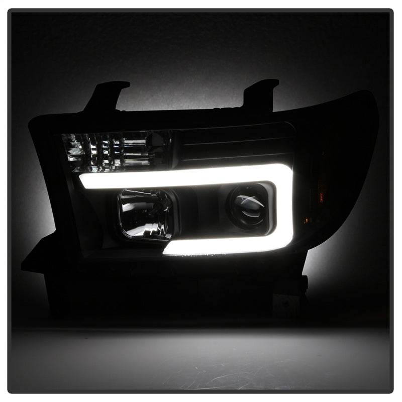 Spyder 08-13 Toyota Sequoia Projector Headlights - Light Bar DRL - Black PRO-YD-TTU07V2-LB-BK 5085344