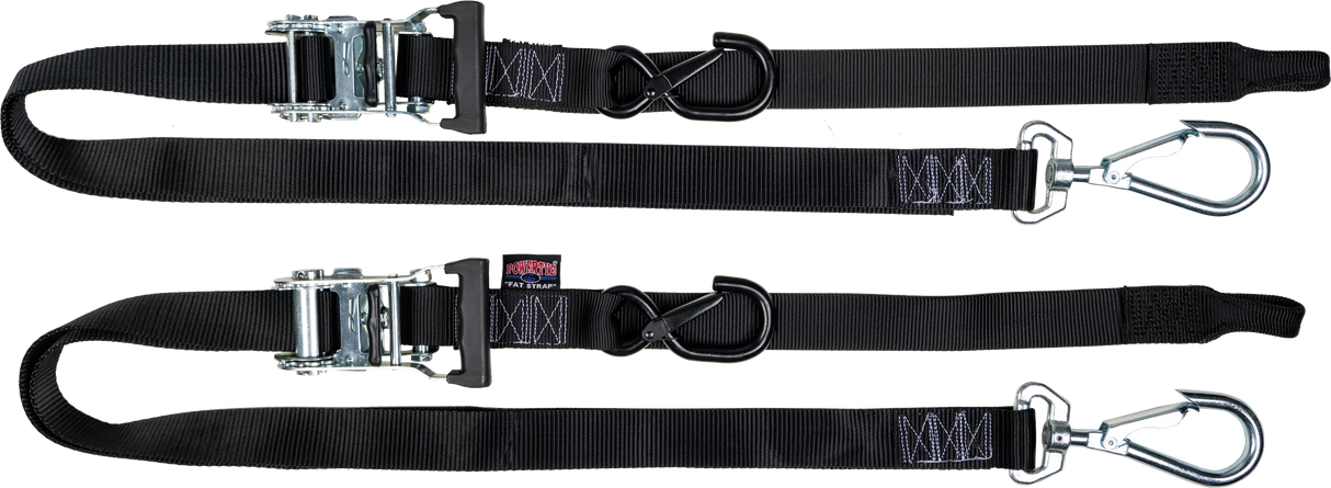 POWERTYE Tie-Down Rat Sec Hooks/Swivel 1.5"X6' Blk/Blk W/Storage Bag 30572-SB