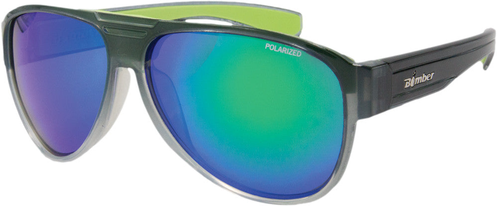 BOMBER Beer Bomb Polarized Eyewear 2 Tone Smoke W/Green Mirror BR114GM-GF