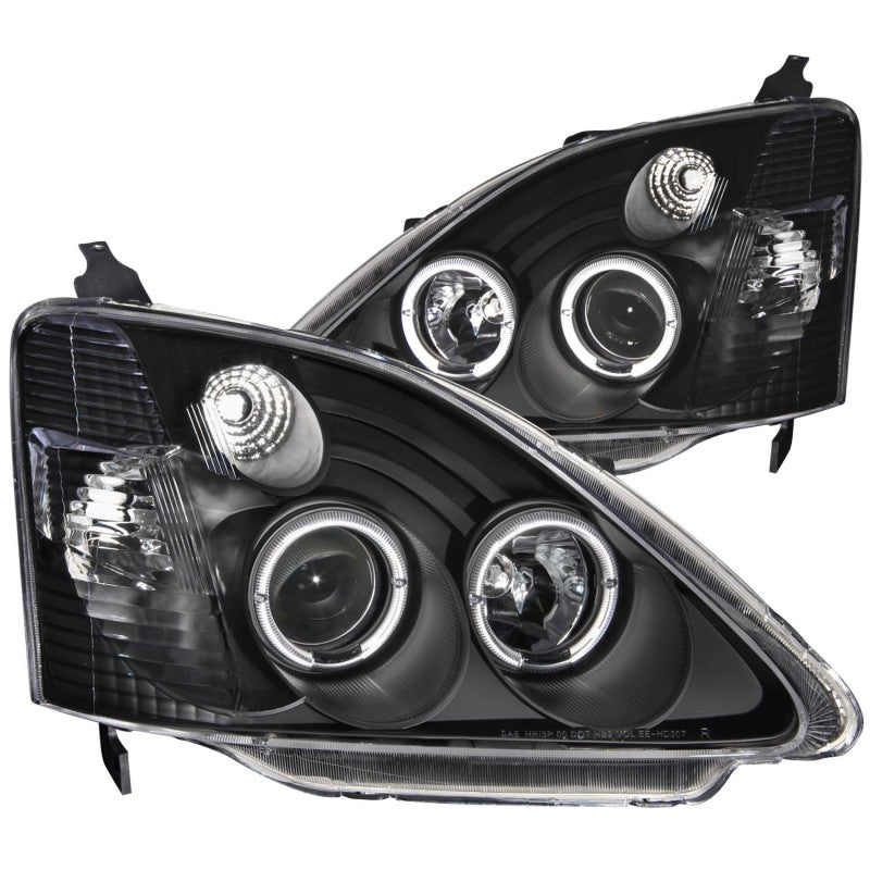ANZO 2002-2004 Honda Civic Projector Headlights w/ Halo Black 121057