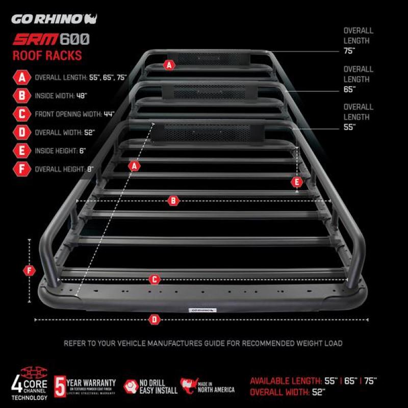 Go Rhino Universal 65in SRM 600 Basket Style Rack - Textured black 5936065T