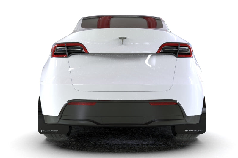 Rally Armor 20-22 Tesla Model Y Black UR Mud Flap w/ White Logo MF72-UR-BLK/WH