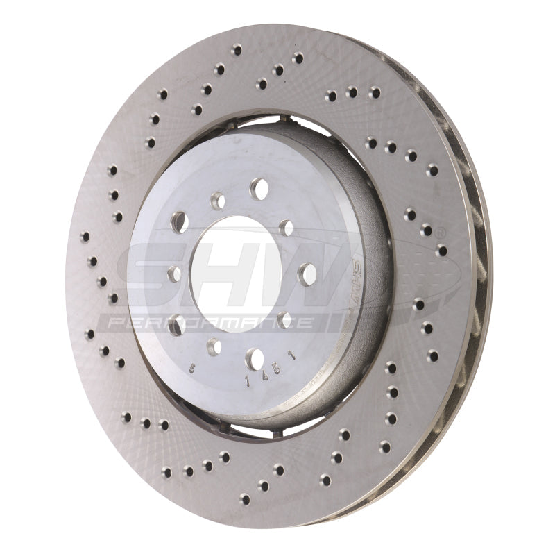 SHW 05-06 BMW M3 3.2L Left Front Cross-Drilled Lightweight Brake Rotor (34112282445) BFL44451