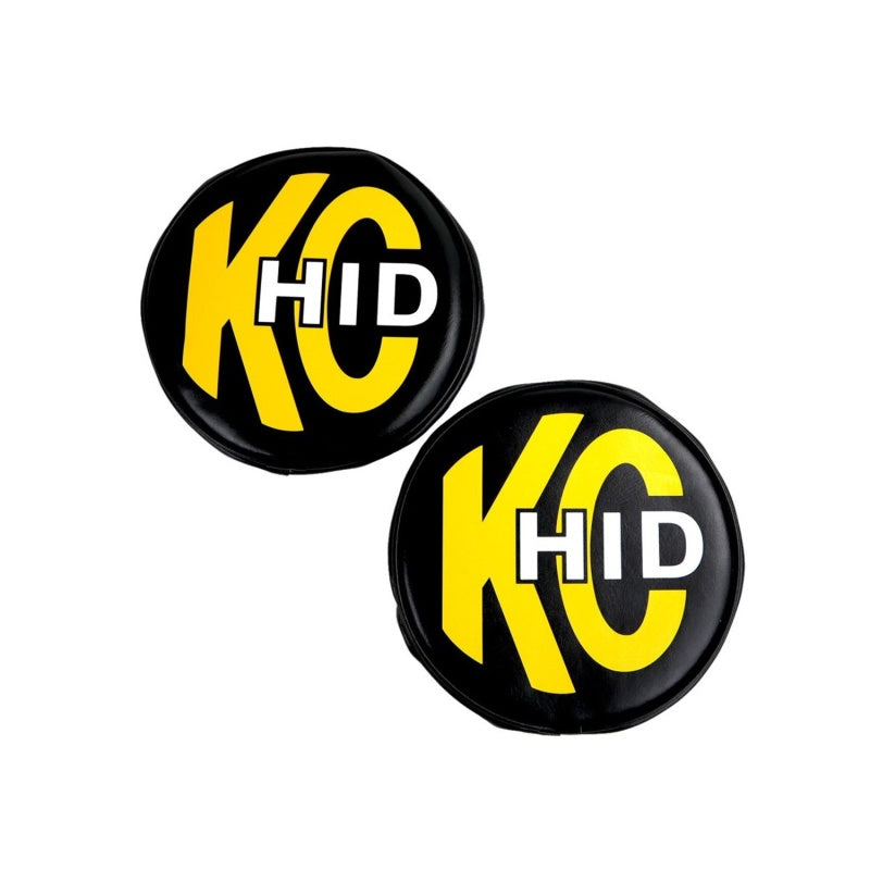 KC HiLiTES 8in. Round Soft Cover HID (Pair) - Black w/Yellow Brushed KC Logo 5818