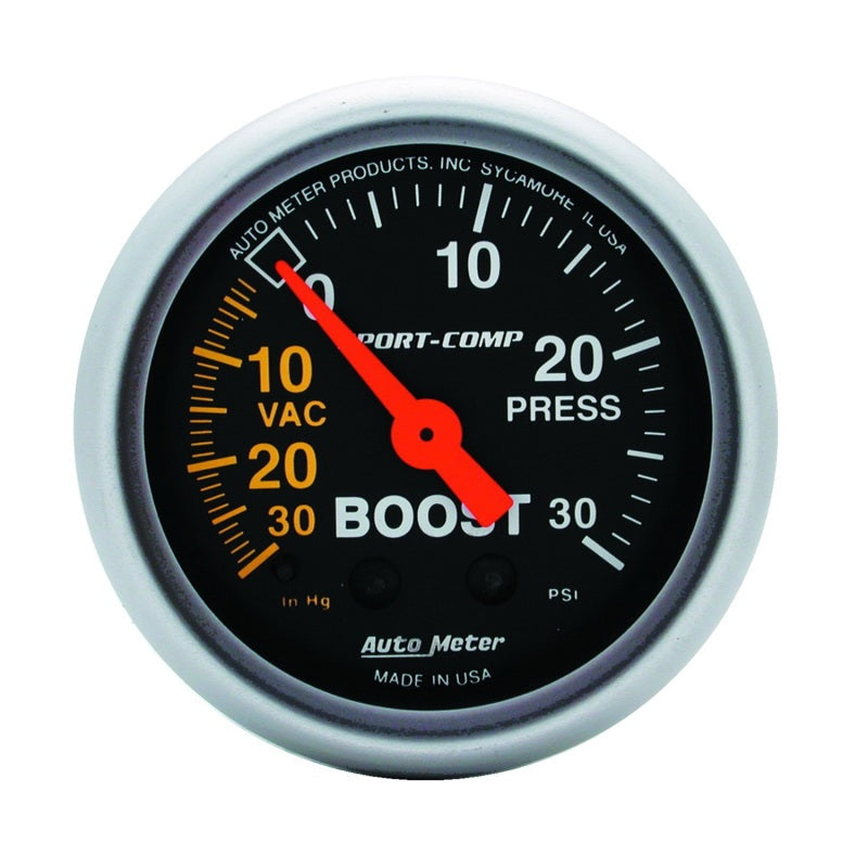 Autometer Sport-Comp 52mm 30 PSI Mechanical Boost Gauge 3303